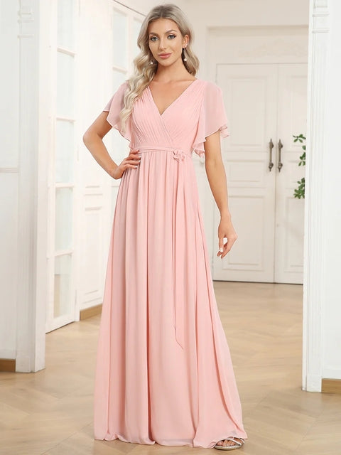 Elegant Evening Chiffon Floor-Length Gown