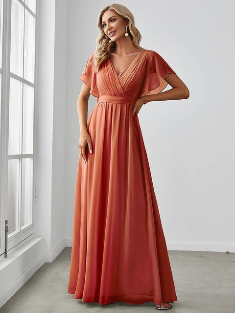 Elegant Evening Chiffon Floor-Length Gown