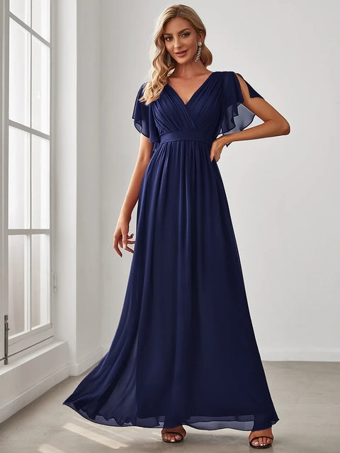 Elegant Evening Chiffon Floor-Length Gown