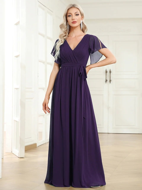 Elegant Evening Chiffon Floor-Length Gown