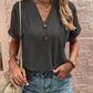 Notched Neck Short Sleeve Blouse