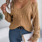 Cable-Knit Cold Shoulder Long Sleeve Sweater