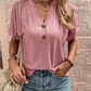 Notched Neck Short Sleeve Blouse