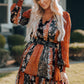 V-Neck Long Sleeve Lantern Sleeve Dress