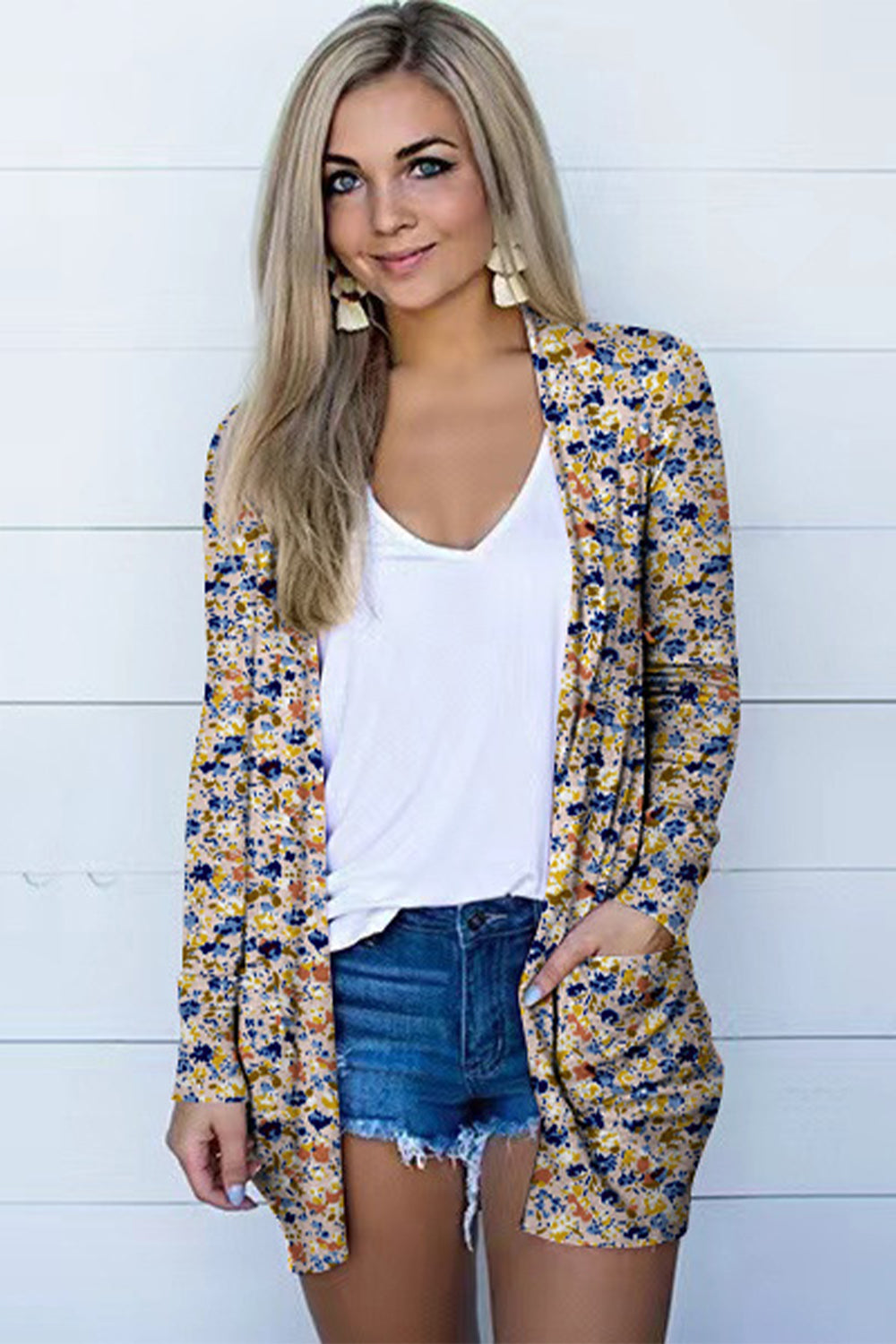 Printed Long Sleeve Cardigan