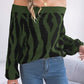 Off-Shoulder Animal Print Long Sleeve Sweater