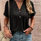 Notched Neck Short Sleeve Blouse