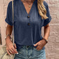 Notched Neck Short Sleeve Blouse