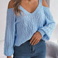 Cable-Knit Cold Shoulder Long Sleeve Sweater