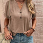 Notched Neck Short Sleeve Blouse