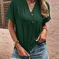 Notched Neck Short Sleeve Blouse