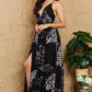 OneTheLand  Black Leaf Printed Maxi Dress