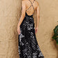 OneTheLand  Black Leaf Printed Maxi Dress