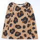 Full Size Leopard Print Round Neck Long Sleeve Tee
